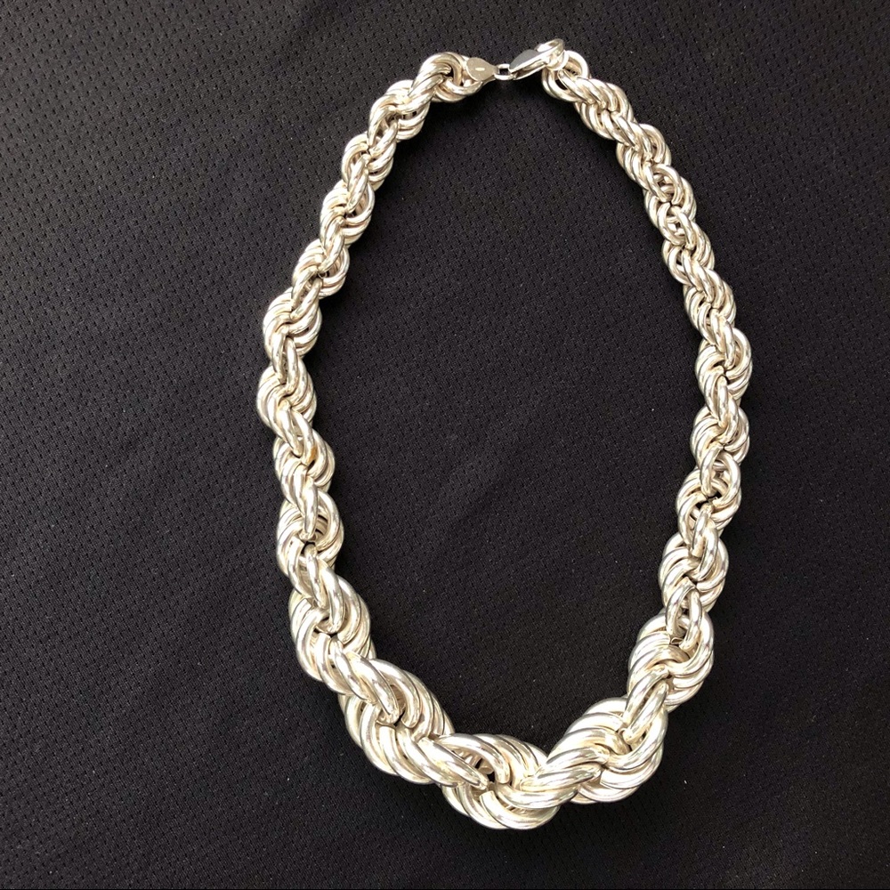 925 Sterling Silver Vintage Loose Rope Necklace